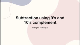 Subtraction Using 9s Complement  BCD Subtraction Explained By Piyush Kale and Shridhar Kulkarni [upl. by Kinny]