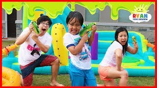 SLIME BLASTER CHALLENGE with Ryans World Toys [upl. by Vada]