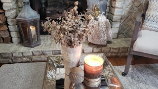 DECORATE WITH ME COZY FALL SITTING AREA AND FIREPLACE TOUR [upl. by Enneirb]