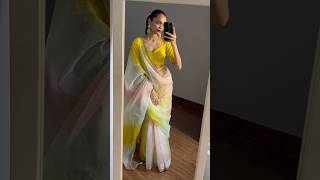 Organza Saree Drape 🥰 saree indianwear grwm blousedesign haldiceremony [upl. by Aitak23]