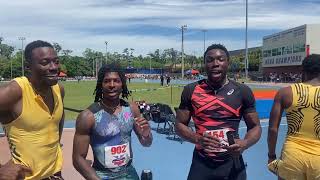 Gainesville Elite Grant Holloway PJ Austin Erriyon Knighton amp Joe Fahnbulleh Run 3767 for 4X100m [upl. by Dorrahs]