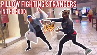 Pillow Fighting Strangers In Public 👊🏾🤕 Atlanta Hood Edition Pt 4 [upl. by Lissner]