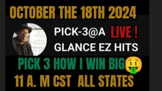 PICK3A GLANCE EZ HITS MAKING MONEY FOR ALL STATE is live [upl. by Negroj30]