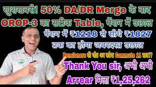 खुशखबरी 50 Merge के बाद OROP3 का Table ₹125262 का Arrear जीत गए पेंशनर्स लाखों का फायदा msp [upl. by Ettedualc]