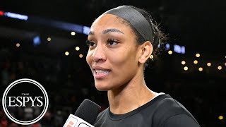 Aja Wilson wins ESPY for Best WNBA Player 📍ATT  ESPYS Red Carpet Show [upl. by Llenrahs]