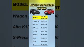 Maruti September 2024 Discounted Price List🔥 shorts marutioffers breeza swift altok10 wagonr [upl. by Perr907]