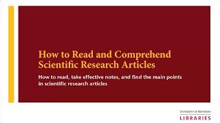 Tutorial How to Read and Comprehend Scientific Research Articles [upl. by Anihsak]