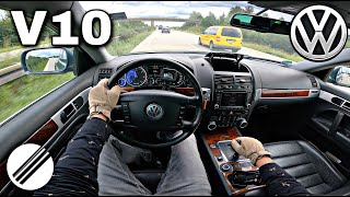 VW TOUAREG 50 V10 TDI TOP SPEED DRIVE ON GERMAN AUTOBAHN 🏎 [upl. by Ethben]