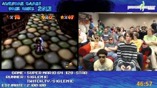 Super Mario 64  Speed Run in 14748 120Star by Siglemic Live for AGDQ 2013 bonus 16star run [upl. by Anircam]