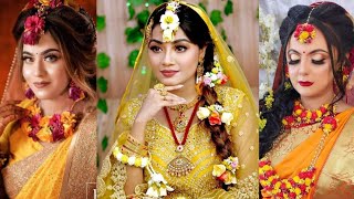 Top 10 Bangladeshi BrideGaye holud makeup amp floral jewellery Ideas🥀 [upl. by Amalburga]