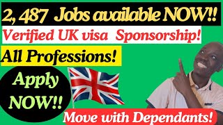 UK visa sponsorship jobs available Right Now FREE CoS Move with Dependants Hurry and Apply [upl. by Hannala]