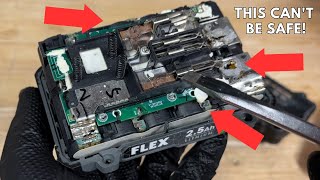 Opening a FLEX Tools 24V 25Ah Battery And Whats Inside is Shocking Very BAD [upl. by Harlan]