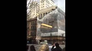 A scaffolding falling down due to heavy wind at 4th and washington st in PDX [upl. by Alverta]