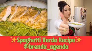 Spaghetti Verde Full Recipe  Brenda Agenda  Cook with me 💖 [upl. by Laehctim]