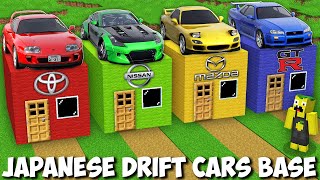 Secret JAPANESE DRIFT CARS HOUSE in Minecraft  VEHICLE BASE [upl. by Attenaj]