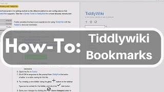 Tiddlywiki Bookmarks [upl. by Ronald827]