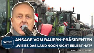 BAUERNDEMO IN BERLIN quotKampfansagequot Bauernpräsident Rukwied droht mit weiteren Protesten [upl. by Nylle]