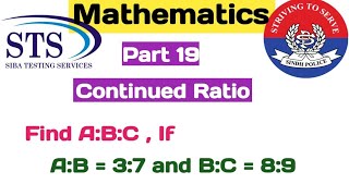 Continued Ratio For STS Preparation Of sindh police 2024 Ex61 Math Class 7 [upl. by Selle]