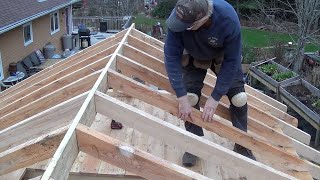 DIY Garden Shed Greenhouse Part 8 Building Roof Rafters [upl. by Aizatsana151]