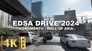 Driving Tour on EDSA in 2024 The BUSIEST Road in Manila  Monumento to Mall of Asia Philippines [upl. by Nilad]