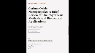 Cerium Oxide Nanoparticles A Brief Review of Their Synthesis Methods and Biomedical   RTCLTV [upl. by Ahsinawt]