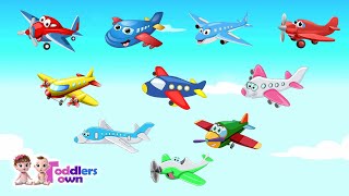 10 little Airplanes  Kids Songs  Count to 10  Aeroplanes Children Rhymes [upl. by Melisenda]