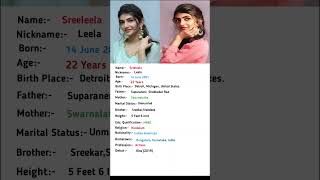 Sreeleela Biography shortvideo [upl. by Orfinger]