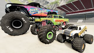 Big amp Small Monster Trucks Mud Battle 18  BeamNG Drive  Griffs Garage [upl. by Hutchison]