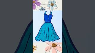 Dress drawing painting and colouring for kids shorts artclothing artfashion easydrawing [upl. by Haukom]