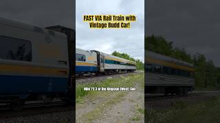 West of Cornwall ON FAST Train With F40PH2 LRC cars amp Vintage Budd Car viarail railways trains [upl. by Oiligriv]