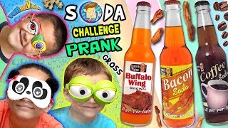 WEIRD SODA CHALLENGE Joke Bacon Buffalo Wing amp Peanut Butter w FUNnel Vision Parents [upl. by Nnylahs]