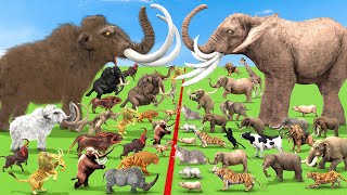 Animal Epic Battle Prehistoric Mammals vs Modern Animals Size Elephant Mammoth Dinosaur Cow Tiger [upl. by Knarf]