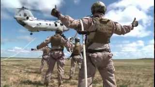 Marines Practice Special Insertion And Extraction From A CH46 Sea Knight Helicopter [upl. by Adin]