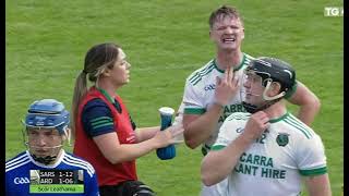 Johnny Glynn Choking Incident Ardrahan v Sarsfields 2023 Galway Club Hurling Championship [upl. by Yanahs]