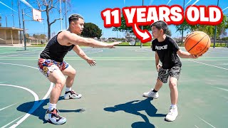 1v1 Basketball Against INSANE 11 Year Old From My AAU Team [upl. by Aenet]