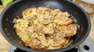 CREAMY MUSHROOM PORK CHOP Pork Chops in Creamy Mushroom Sauce [upl. by Aneleve]