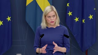 Pressträff med Paulina Brandberg om den statliga lönegarantin [upl. by Ellezaj]