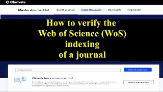 How to verify the Web of Science Indexing of a journal [upl. by Lange]