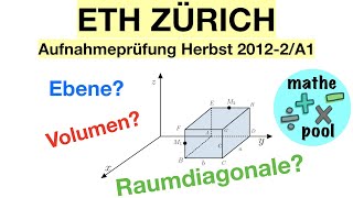 ETHZ Aufnahmeprüfung 20122A1  Ebenengleichung  Hessesche Normalenform  Kreuzprodukt  Mathe [upl. by Bellew]