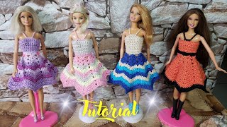 Vestido de crochê Barbie Vestido a crochet muñeca Barbie Crochet dress for Barbie dolls [upl. by Teleya]