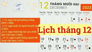 Lịch tháng 122023 Lịch âm hôm nay 2023 Lịch vạn niên 2023 Ngày tốt tháng 122023 [upl. by Nadbus]