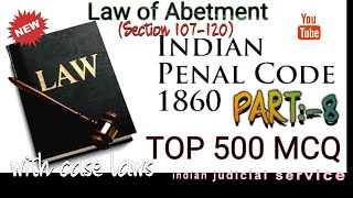 TOP 500 MCQ OF INDIAN PENAL CODE 1860PART8UP APOBALLBLL BCIVIL JUDGEHJS [upl. by Elmore]