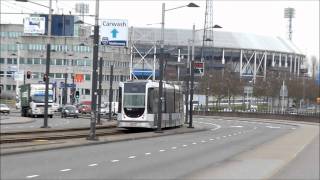 2026 RET tram en een andere tram kruisen elkaar op Varkenoordse viaduct Rotterdam Zuid 412012 [upl. by Adnolat890]