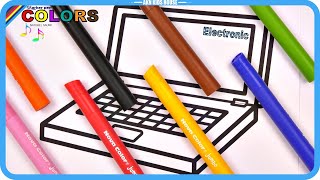 Electronic  Laptop Big Marker Pencil Coloring Pages  Akn Kids House [upl. by Agrippina358]