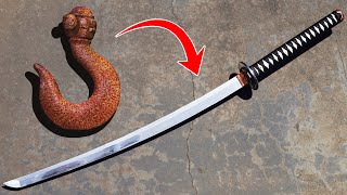 Forging a Katana from a Rusty Hook [upl. by Annecorinne44]