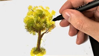 Une technique sauvage pour dessiner un arbre en 1 min Tuto [upl. by Einnaf]