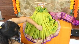 2 Quick and Easy Lakshmi Kalash saree Draping  festival decoration ideas [upl. by Leziar]