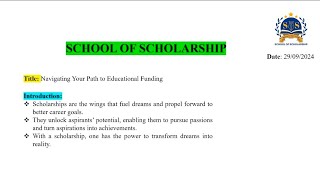 How to Secure Foreign scholarship  School of Scholarship  Basic Guidelines [upl. by Okiek755]