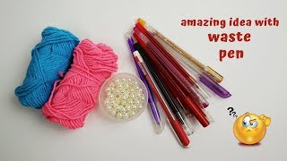 Waste Pen Craft Ideas  Wall Hanging Making With Old Pens  DIY Home Decor [upl. by Assilla]