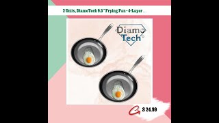 2 Units DiamoTech 95quot Frying Pan  4Layer Diamond Ceramic Coating Nonstick amp Durable Toxin Free [upl. by Needan]